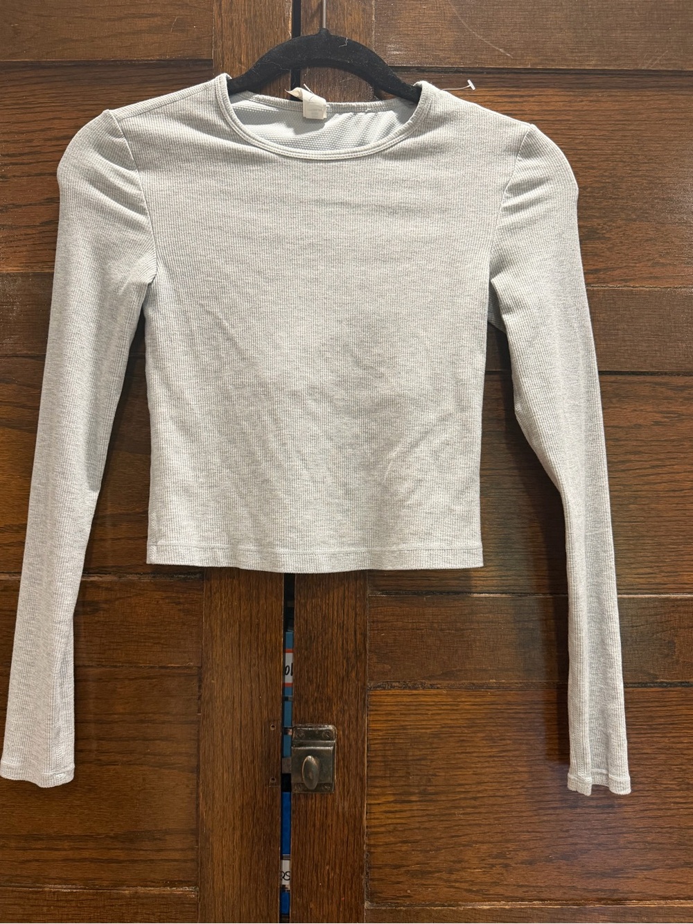Yogalicious XS heavenly ribbed Kathleen crop Long-Sleeve Crewneck top shirt grey